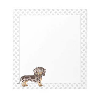 Chocolate &amp; Tan Dapple Short Hair Dachshund &amp; Paws Notepad