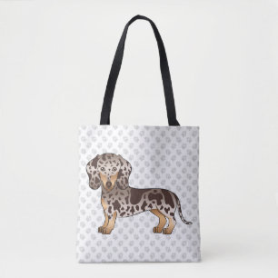Chocolate & Tan Dapple Short Hair Dachshund & Paws Tote Bag