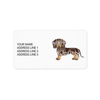 Chocolate &amp; Tan Dapple Short Hair Dachshund &amp; Text Label