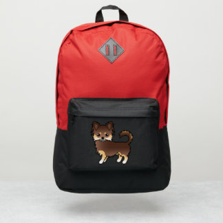 Chocolate &amp; Tan Long Coat Chihuahua Cartoon Dog Port Authority® Backpack