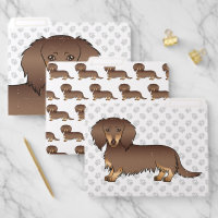 Chocolate & Tan Long Hair Dachshund Cartoon Dog