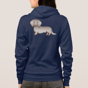 Chocolate & Tan Long Hair Dachshund Cartoon Dog Hoodie