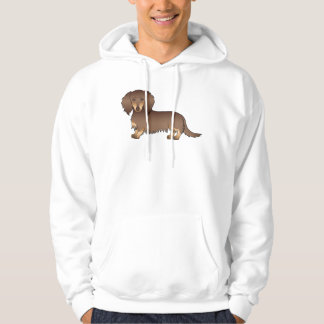 Chocolate &amp; Tan Long Hair Dachshund Cartoon Dog Hoodie