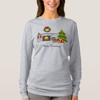 Chocolate &amp; Tan Long Hair Dachshund Christmas Room T-Shirt