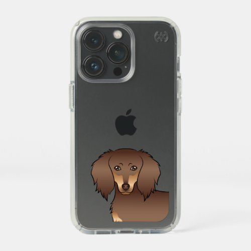 Chocolate  Tan Long Hair Dachshund Cute Dog Head Speck iPhone 13 Pro Case