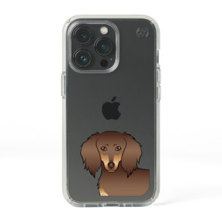 Chocolate &amp; Tan Long Hair Dachshund Cute Dog Head Speck iPhone 13 Pro Case