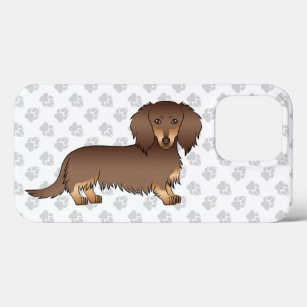 Chocolate & Tan Long Hair Dachshund Dog & Paws iPhone 13 Pro Case
