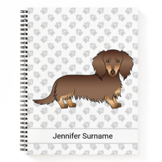 Chocolate &amp; Tan Long Hair Dachshund Dog &amp; Text Notebook