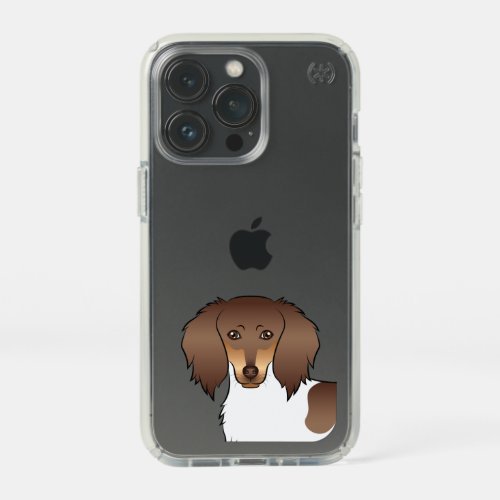 Chocolate  Tan Piebald Long Hair Dachshund Head Speck iPhone 13 Pro Case