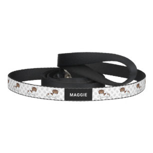 Chocolate & Tan Piebald Long Hair Dachshund & Name Pet Leash