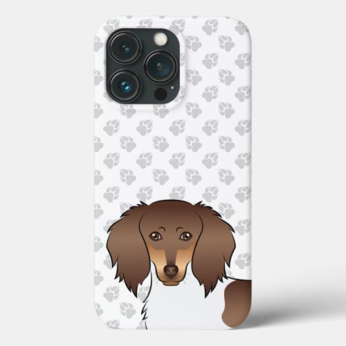 Chocolate  Tan Piebald Long Hair Dachshund  Paws iPhone 13 Pro Case