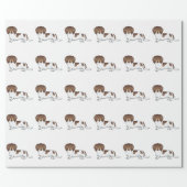 Chocolate & Tan Pied Long Hair Dachshund Pattern Wrapping Paper (Flat)