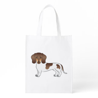 Chocolate &amp; Tan Pied Short Hair Dachshund Cute Dog Grocery Bag