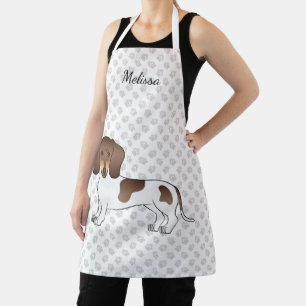 Chocolate & Tan Pied Short Hair Dachshund & Name Apron
