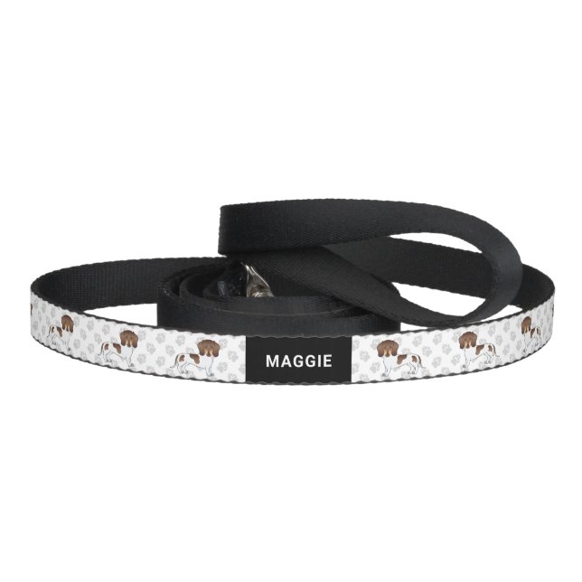 Chocolate & Tan Pied Short Hair Dachshund & Name Pet Leash (Handle)