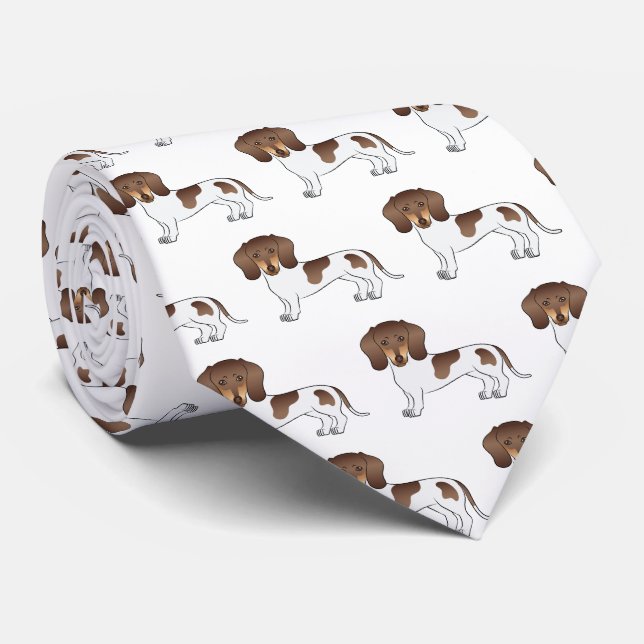 Chocolate & Tan Pied Short Hair Dachshund Pattern Neck Tie (Rolled)