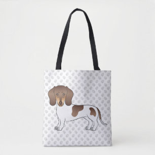 Chocolate & Tan Pied Short Hair Dachshund & Paws Tote Bag