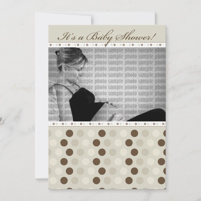Chocolate Taupe Dots Baby Shower Invitation (Front)