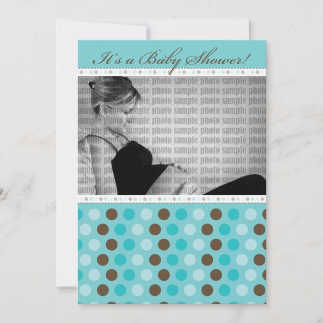 Chocolate Teal Dots Baby Shower Invitation (Front)