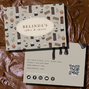 Chocolate Theme Bakery Chef Caterer QR Code Business Card
