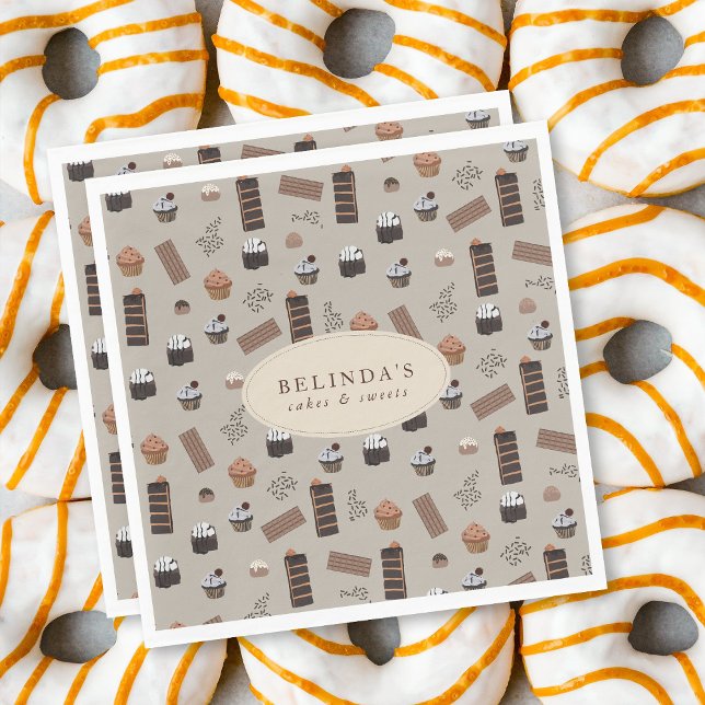 Chocolate Theme Bakery Chef Custom Name Napkins (Chocolate Theme Bakery Chef Custom Name Napkins)