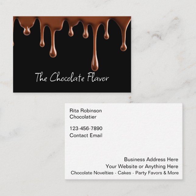 Chocolate Theme Business Cards For A Chocolatier (Front/Back)