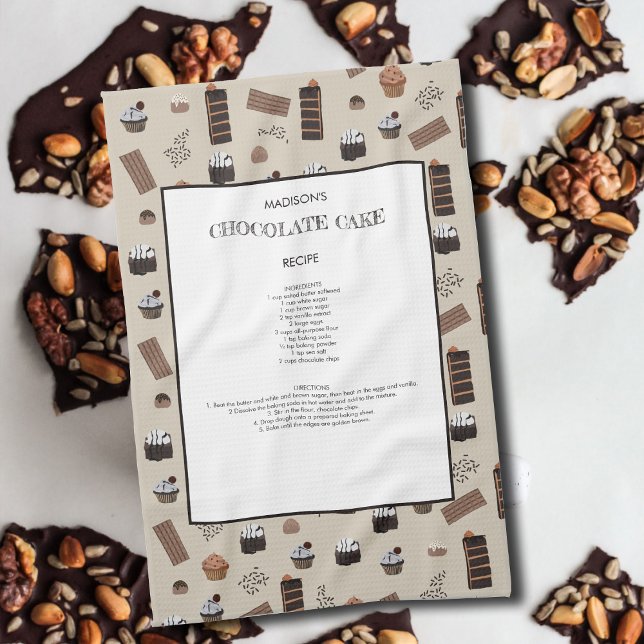 Chocolate Theme Chocolate Recipe Keepsake Kitchen Towel (Chocolate Theme Chocolate Recipe Keepsake Kitchen Towel)