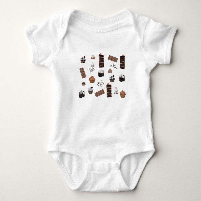 Chocolate Theme Pattern Baby Bodysuit (Front)