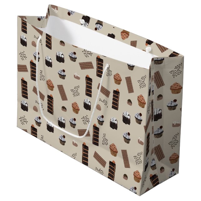 Chocolate Theme Pattern Large Gift Bag (Front Angled)