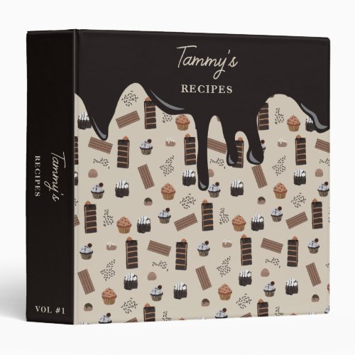 Chocolate Theme Pattern Recipe Cookbook 3 Ring Binder