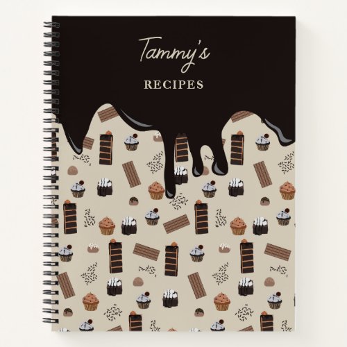 Chocolate Theme Pattern Recipe Cookbook Notebook