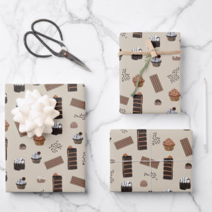 Chocolate Theme Pattern Wrapping Paper Sheets