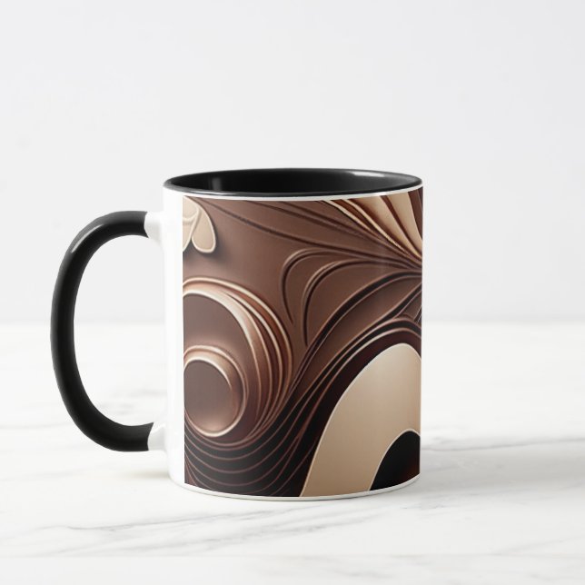 Chocolate-themed mug - Creative cocoa art (Left)