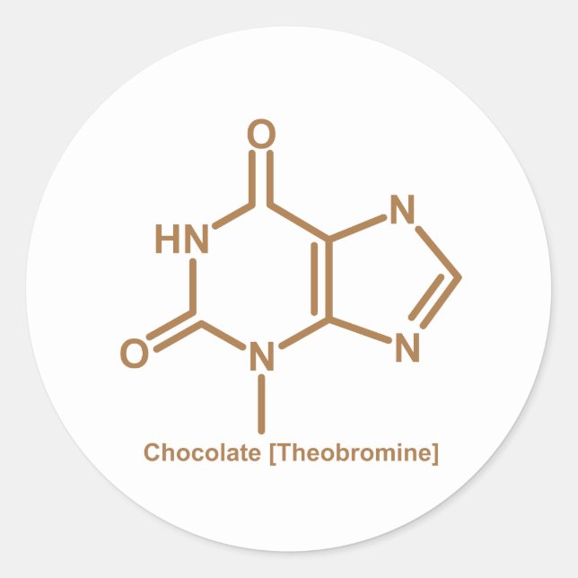 Chocolate theobromine classic round sticker (Front)