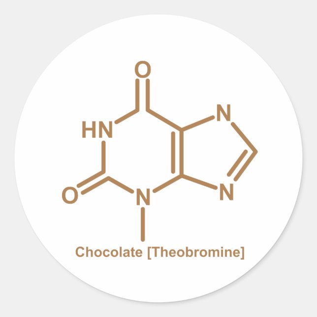 Chocolate theobromine classic round sticker (Front)