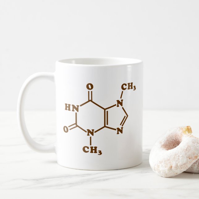 Chocolate Theobromine Molecular Chemical Formula Coffee Mug (With Donut)