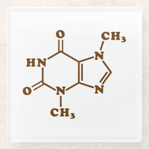 Chocolate Theobromine Molecular Chemical Formula Glass Coaster