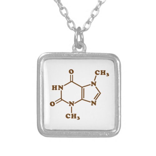 Chocolate Theobromine Molecular Chemical Formula Silver Plated Necklace