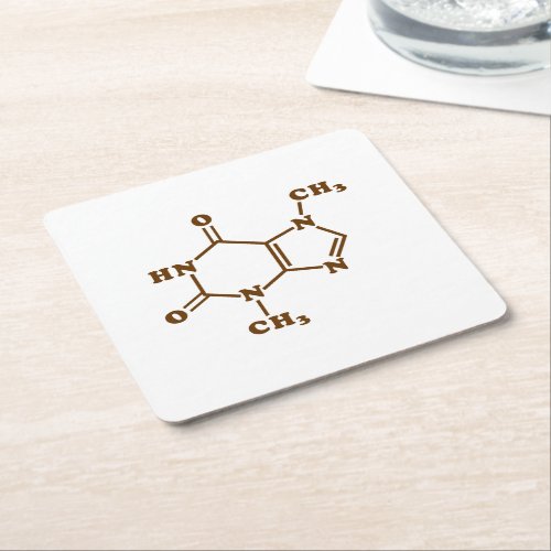 Chocolate Theobromine Molecular Chemical Formula Square Paper Coaster