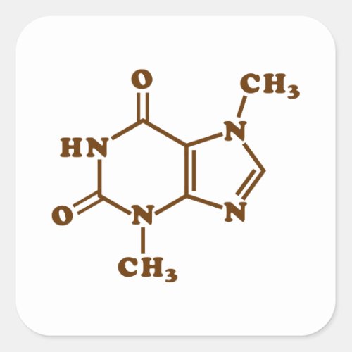 Chocolate Theobromine Molecular Chemical Formula Square Sticker