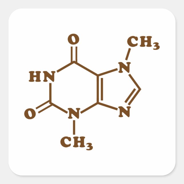 Chocolate Theobromine Molecular Chemical Formula Square Sticker (Front)