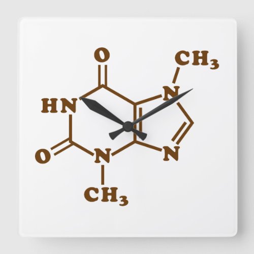 Chocolate Theobromine Molecular Chemical Formula Square Wall Clock