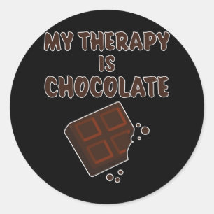 Chocolate Therapy funny saying chocolate gift Classic Round Sticker