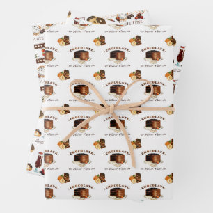 Chocolate Time Pattern Wrapping Paper Sheets
