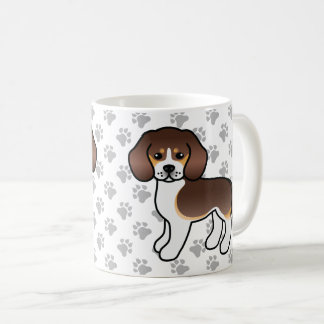 Chocolate Tricolor Beagle Cartoon Dog &amp; Paws Coffee Mug