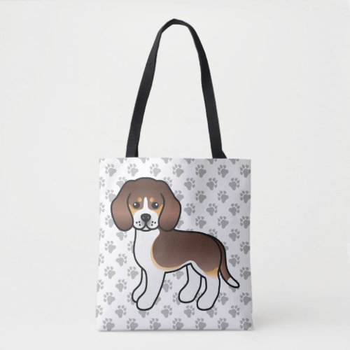 Chocolate Tricolor Beagle Cartoon Dog  Paws Tote Bag