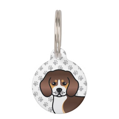 Chocolate Tricolor Beagle Cartoon Dog  Pets Info Pet ID Tag