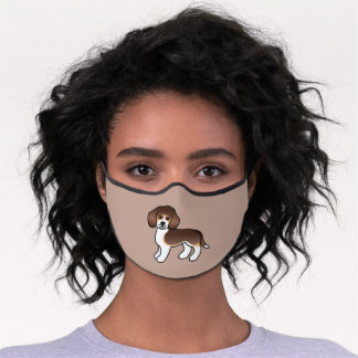 Chocolate Tricolor Beagle Cartoon Dog Premium Face Mask