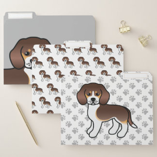 Chocolate Tricolor Beagle Cute Cartoon Dog File Folder