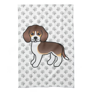 Chocolate Tricolor Beagle Cute Cartoon Dog Kitchen Towel